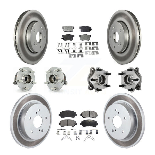 Hub Bearing Coated Brake Rotor Pads Front Rear Kit (10Pc) For Suzuki Kizashi AWD