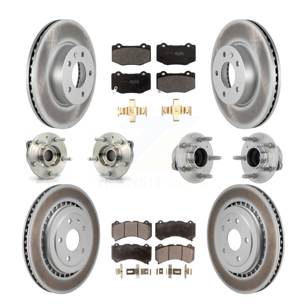 Hub Bearing Coated Disc Brake Rotor & Pad Front Rear Kit (10Pc) For Cadillac ATS