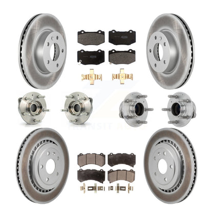 Hub Bearing Coated Disc Brake Rotor & Pad Front Rear Kit (10Pc) For Cadillac ATS