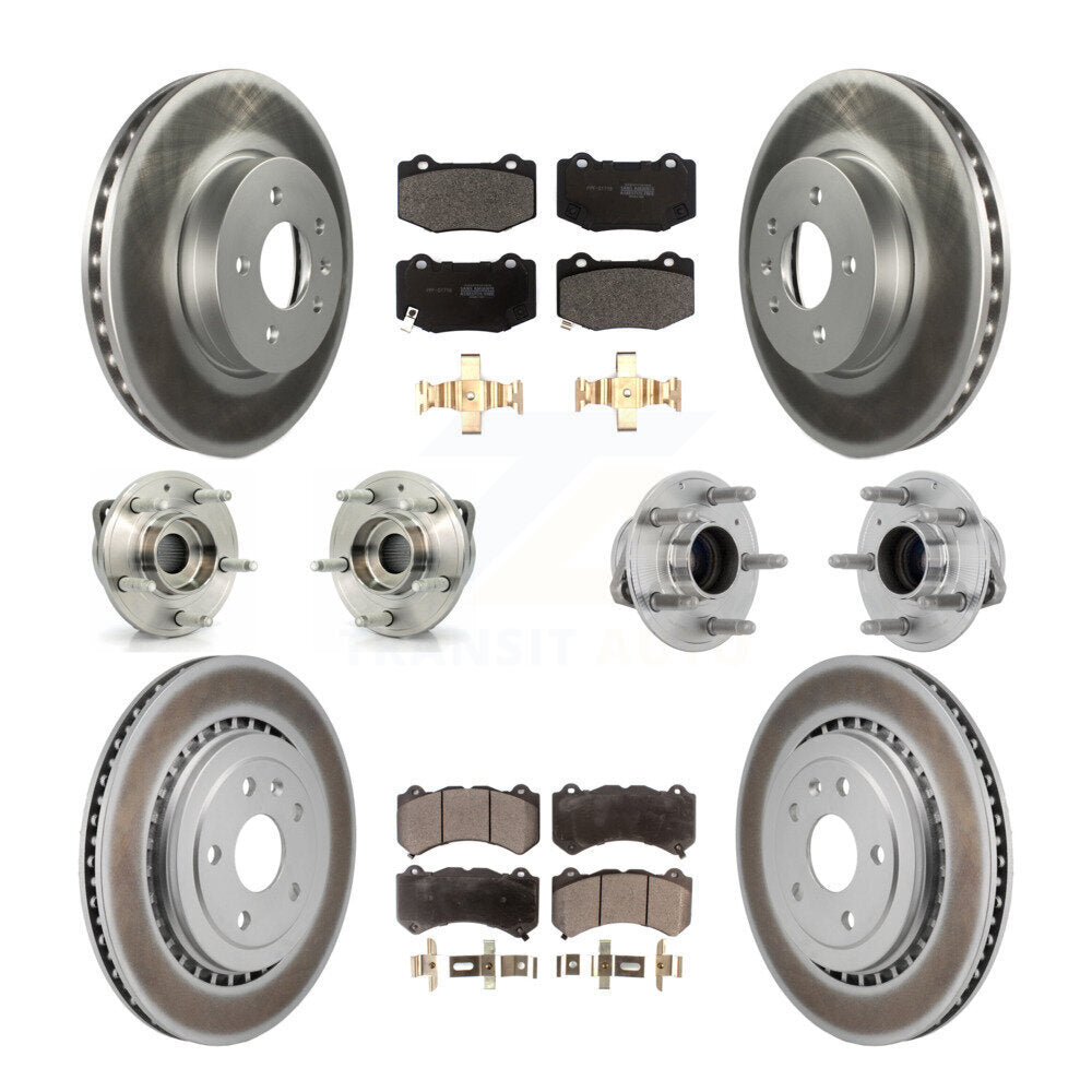 Hub Bearing Coated Disc Brake Rotor & Pad Front Rear Kit (10Pc) For Cadillac ATS