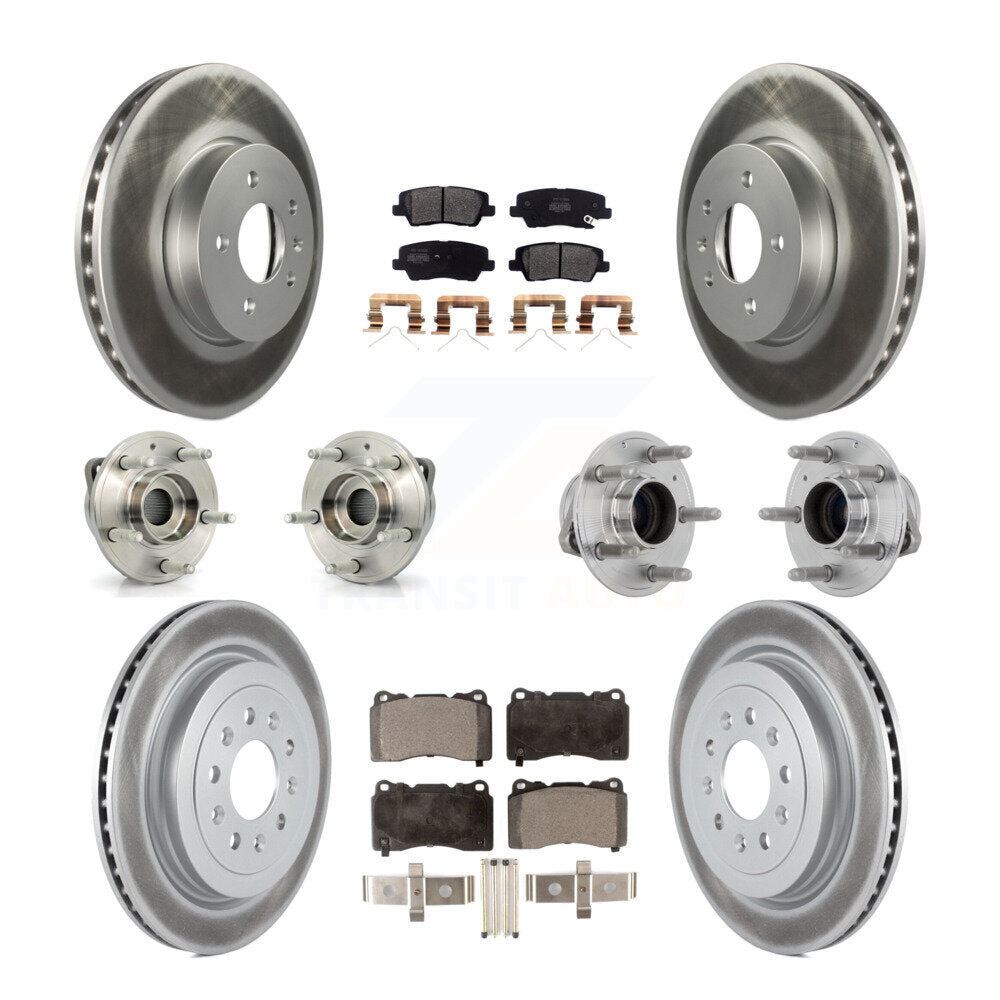Hub Bearing Coated Disc Brake Rotor & Pad Front Rear Kit (10Pc) For Cadillac ATS