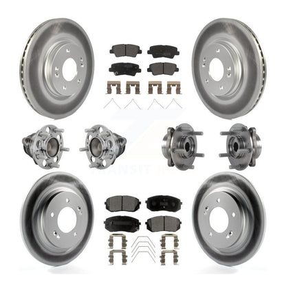 Hub Bearing Coated Brake Rotor Pads Front Rear Kit (10Pc) For Hyundai Elantra GT