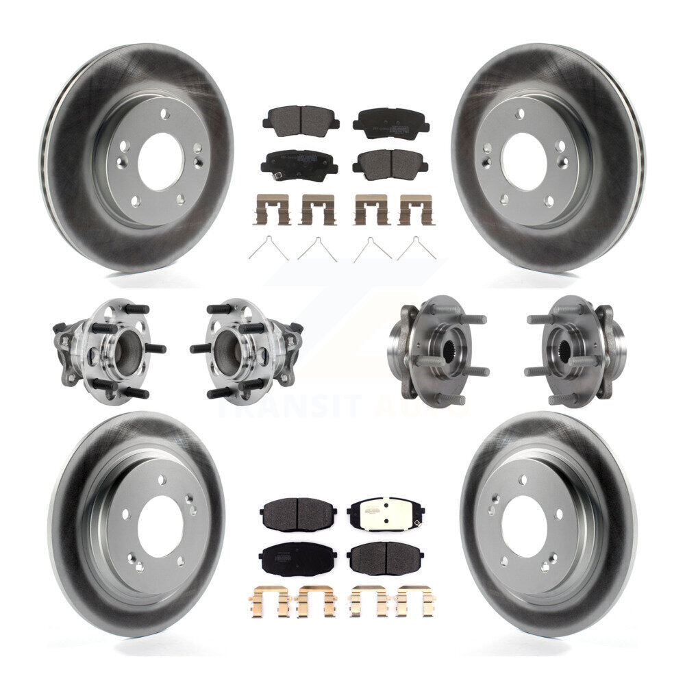 Hub Bearing Coated Brake Rotor Pads Front Rear Kit (10Pc) For Hyundai Elantra GT