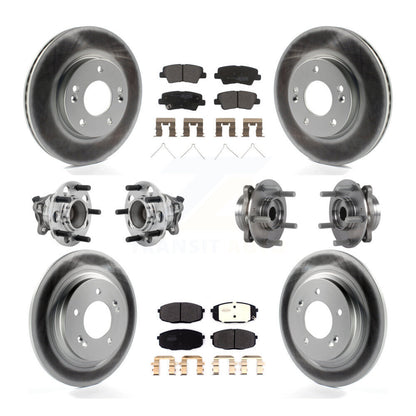 Hub Bearing Coated Brake Rotor Pads Front Rear Kit (10Pc) For Hyundai Elantra GT