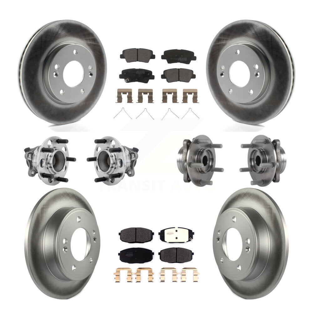 Hub Bearing Coat Brake Rotor Pads Front Rear Kit (10Pc) For Kia Forte Hyundai GT