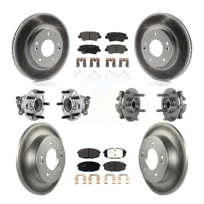 Hub Bearing Coat Brake Rotor Pads Front Rear Kit (10Pc) For Kia Forte Hyundai GT