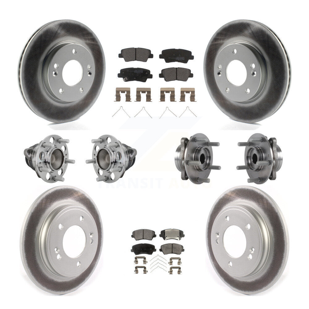 Hub Bearing Coated Brake Rotor & Pads Front Rear Kit (10Pc) For Hyundai Veloster