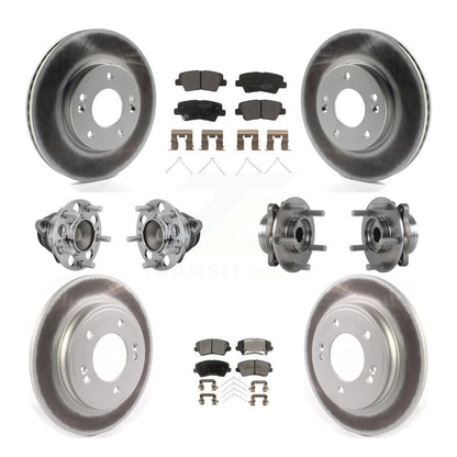 Hub Bearing Coated Brake Rotor & Pads Front Rear Kit (10Pc) For Hyundai Veloster