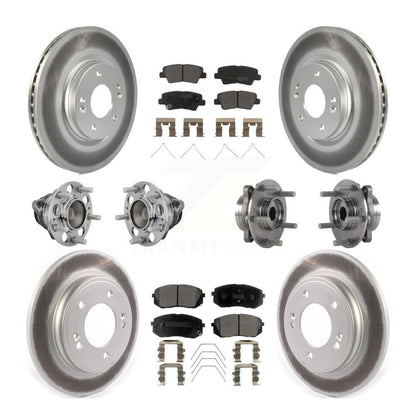 Hub Bearing Coated Brake Rotor & Pad Front Rear Kit (10Pc) For Kia Forte Hyundai