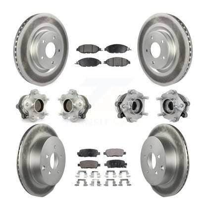 Hub Bearing Coated Brake Rotor & Pad Front Rear Kit (10Pc) For Nissan Murano FWD