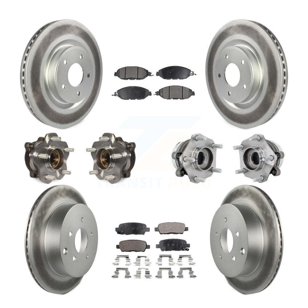 Hub Bearing Coated Brake Rotor & Pad Front Rear Kit (10Pc) For Nissan Murano AWD