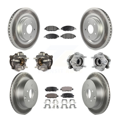 Hub Bearing Coated Brake Rotor & Pad Front Rear Kit (10Pc) For Nissan Murano AWD