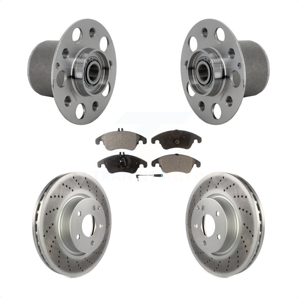 Hub Bearing Coated Brake Rotor & Pads Front Kit For Mercedes-Benz E350 E400 E250