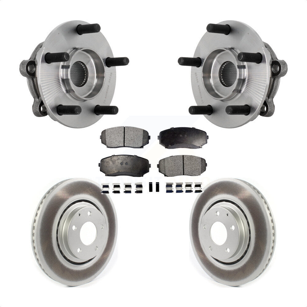 Hub Bearing Assembly Coated Brake Rotor & Pad Front Kit For 2016-2023 Mazda CX-9