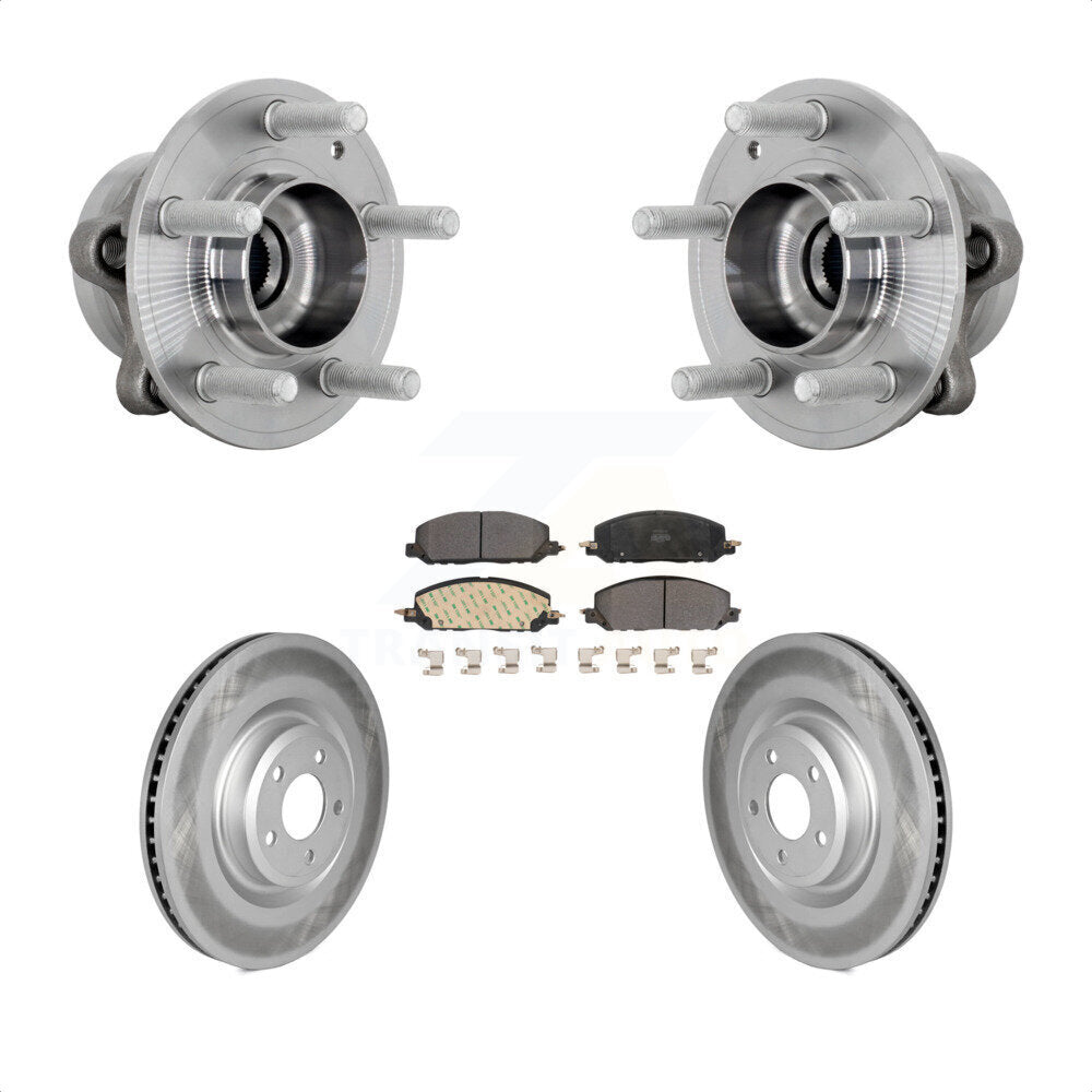 Hub Bearing Coated Brake Rotor & Pad Front Kit For Ford Explorer Lincoln Aviator