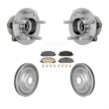 Hub Bearing Coated Brake Rotor & Pad Front Kit For Ford Explorer Lincoln Aviator