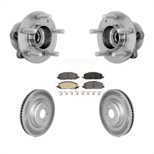 Hub Bearing Coated Brake Rotor & Pad Front Kit For Ford Explorer Lincoln Aviator