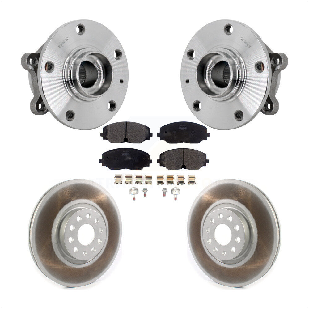 Hub Bearing Coated Brake Rotor & Pads Front Kit For Volkswagen Atlas Cross Sport