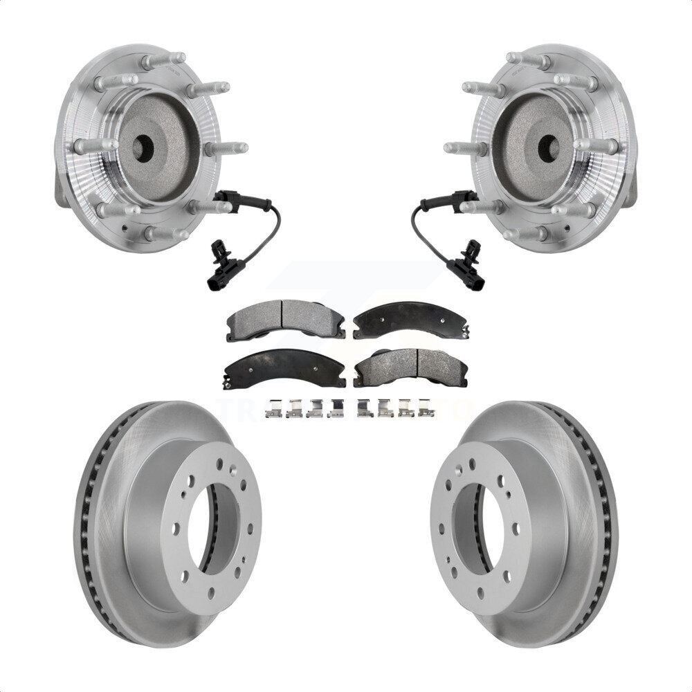 Hub Bearing Coat Brake Rotor Pad Front Kit For GMC Chevrolet Sierra 2500 HD 3500