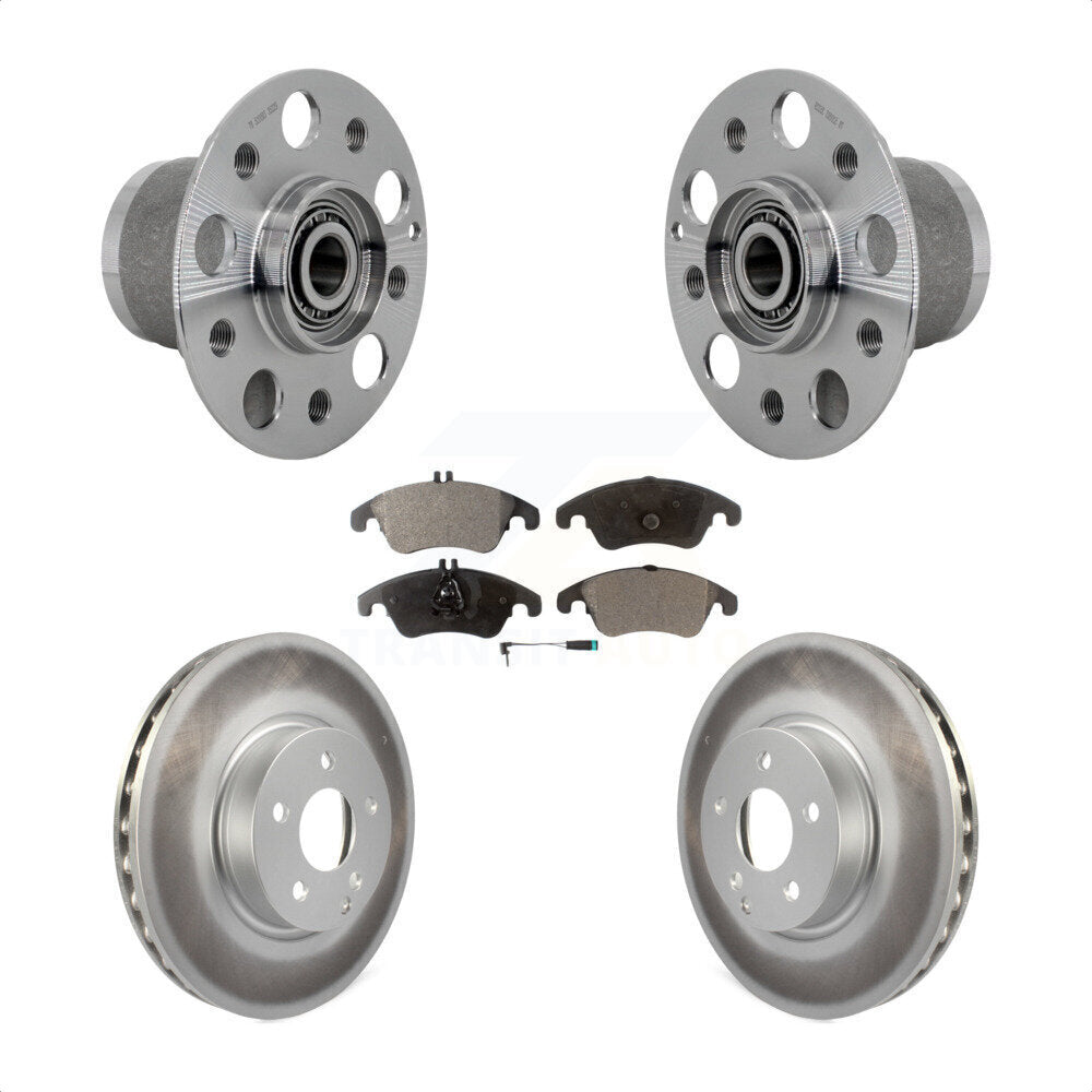 Hub Bearing Coated Brake Rotor & Pads Front Kit For Mercedes-Benz C300 E350 C350
