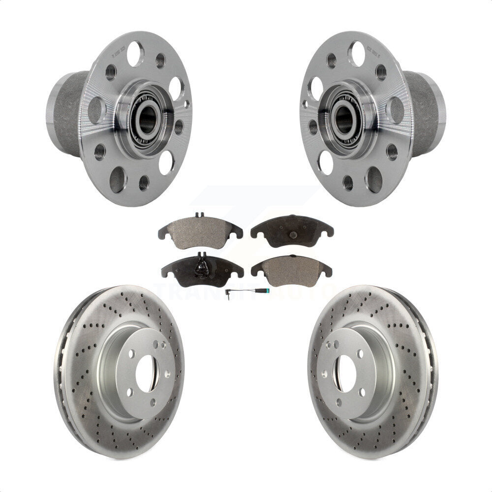 Hub Bearing Coated Brake Rotor & Pads Front Kit For Mercedes-Benz C300 E350 C350