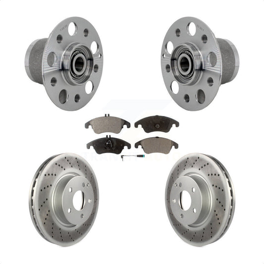 Hub Bearing Coated Brake Rotor & Pads Front Kit For Mercedes-Benz C300 E350 C350