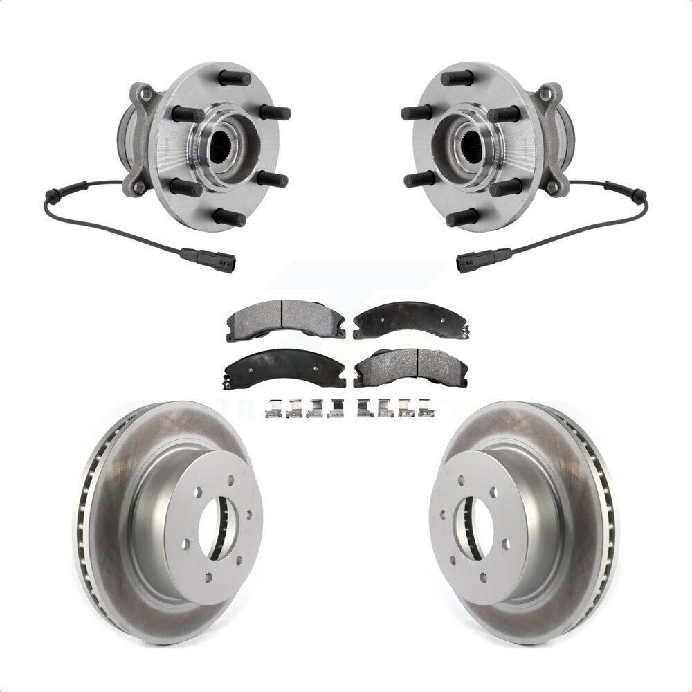 Hub Bearing Assembly Coated Disc Brake Rotor & Pad Front Kit For Nissan TITAN XD