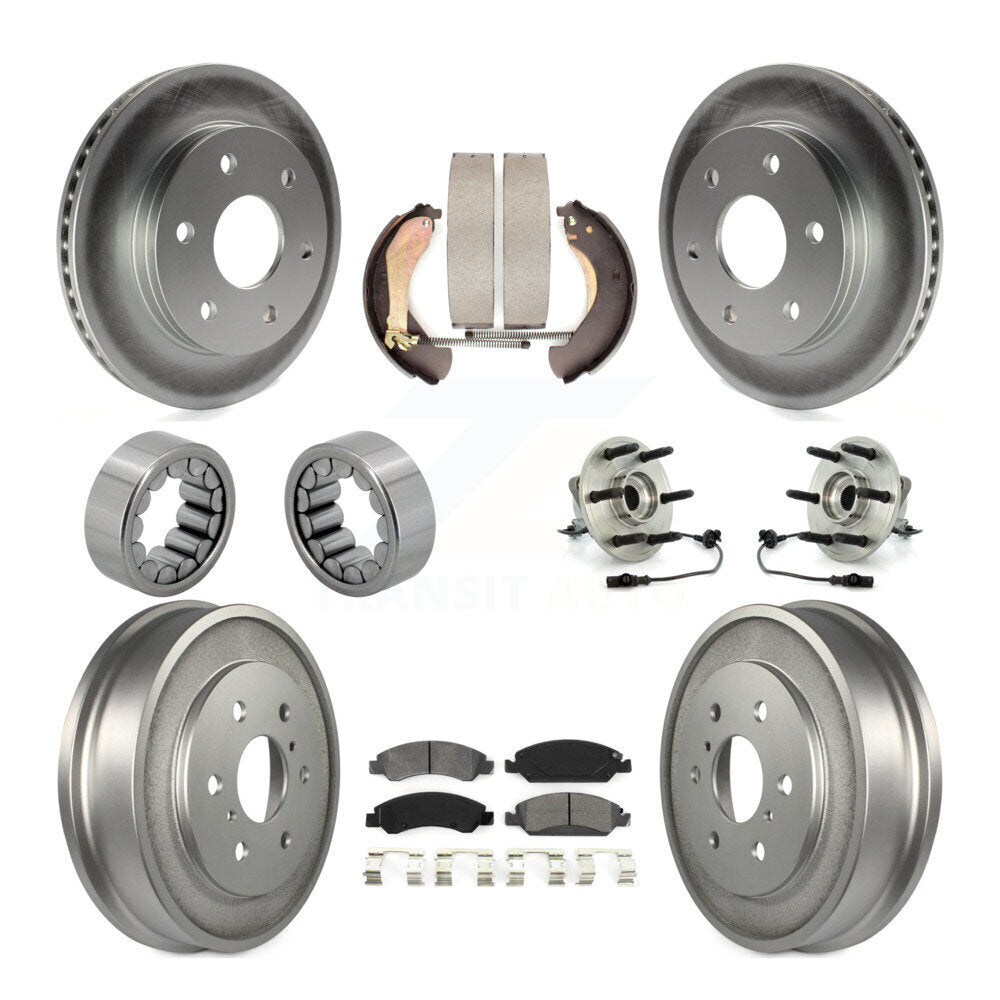 Hub Bearing Coat Brake Rotor Pads Shoe Front Rear Kit (10Pc) For GMC Sierra 1500