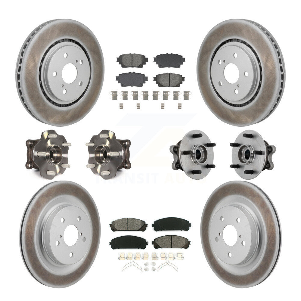 Hub Bearing Coated Brake Rotor & Pad Front Rear Kit (10Pc) For Toyota Sienna AWD