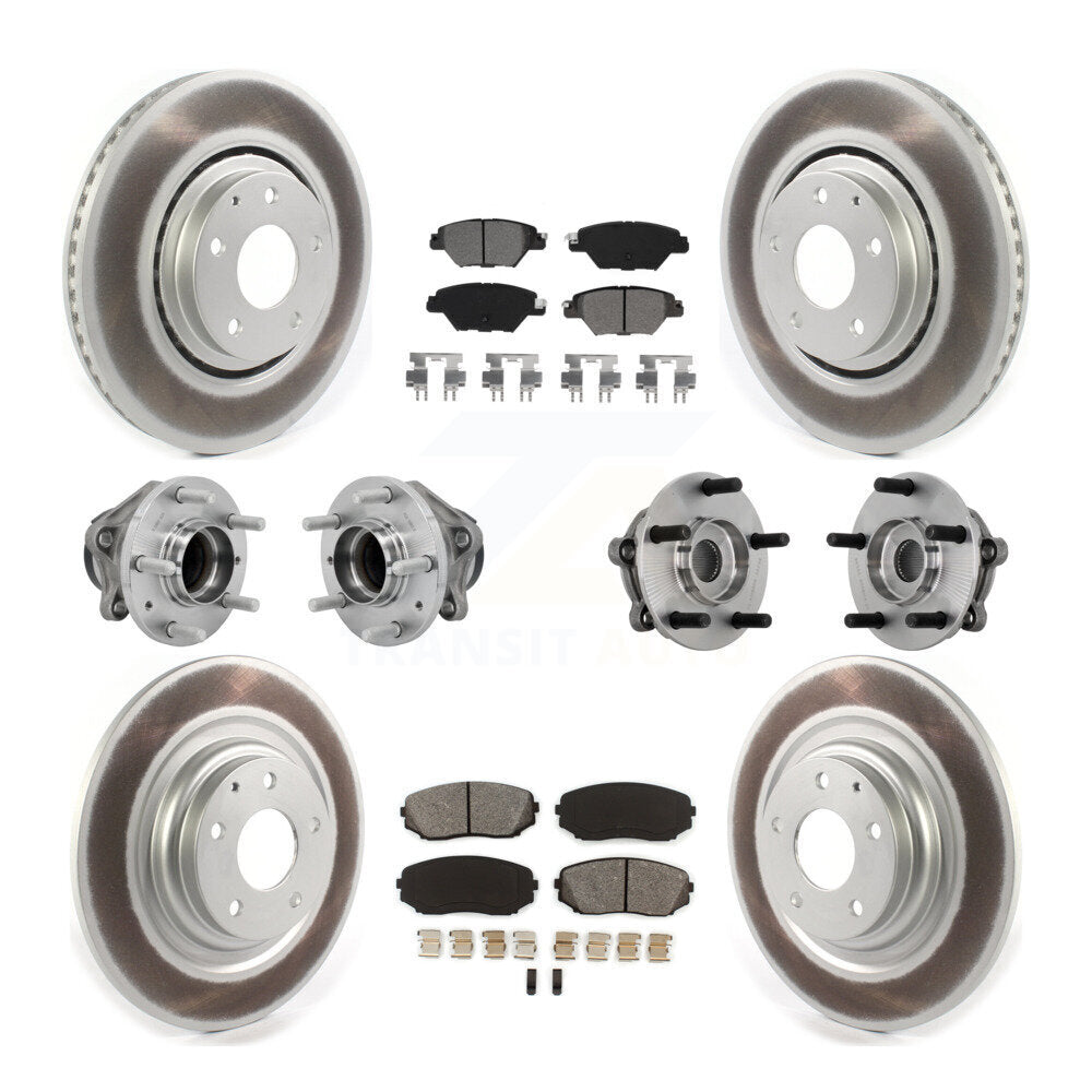 Hub Bearing Coat Brake Rotor Pads Front Rear Kit (10Pc) For 16-21 Mazda CX-9 FWD