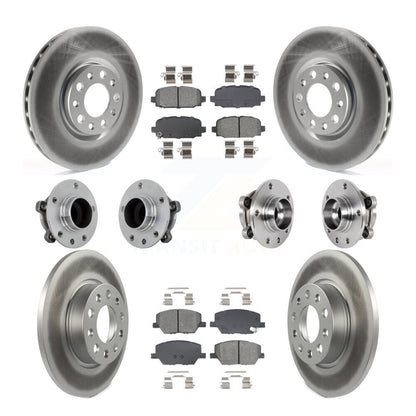 Hub Bearing Coated Brake Rotor & Pads Front Rear Kit (10Pc) For Jeep Compass FWD