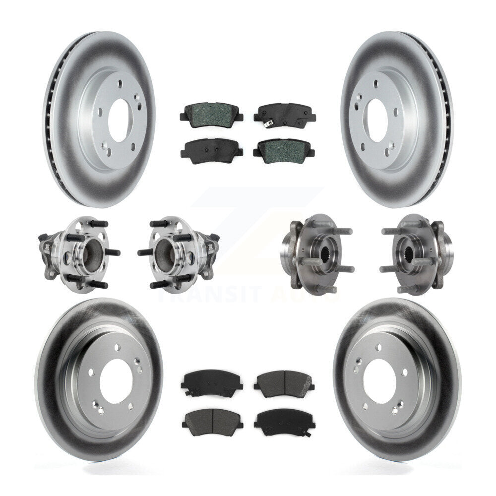 Hub Bearing Coated Disc Brake Rotor Pads Front Rear Kit (10Pc) For Hyundai Ioniq