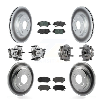 Hub Bearing Coated Disc Brake Rotor Pads Front Rear Kit (10Pc) For Hyundai Ioniq