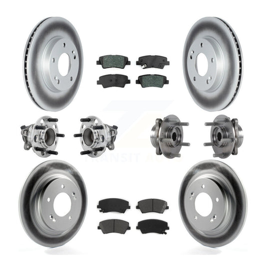 Hub Bearing Coated Disc Brake Rotor Pads Front Rear Kit (10Pc) For Hyundai Ioniq