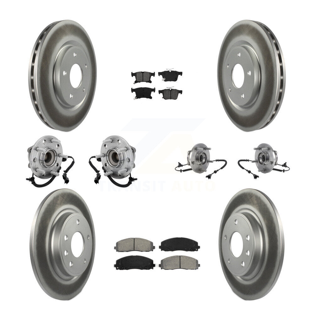 Hub Bearing Coated Brake Rotor & Pad Front Rear Kit (10Pc) For Chrysler Pacifica
