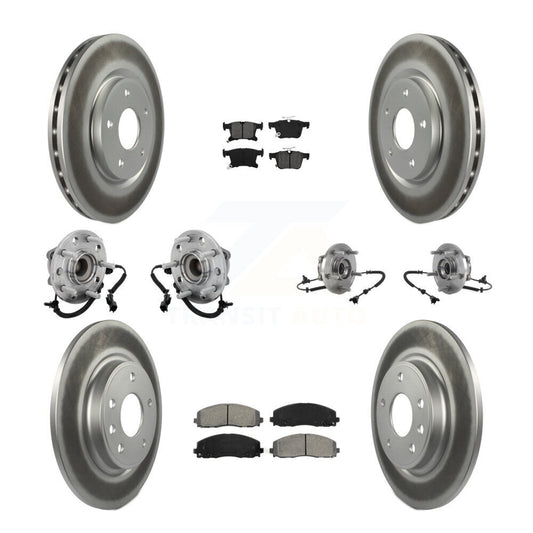 Hub Bearing Coated Brake Rotor & Pad Front Rear Kit (10Pc) For Chrysler Pacifica