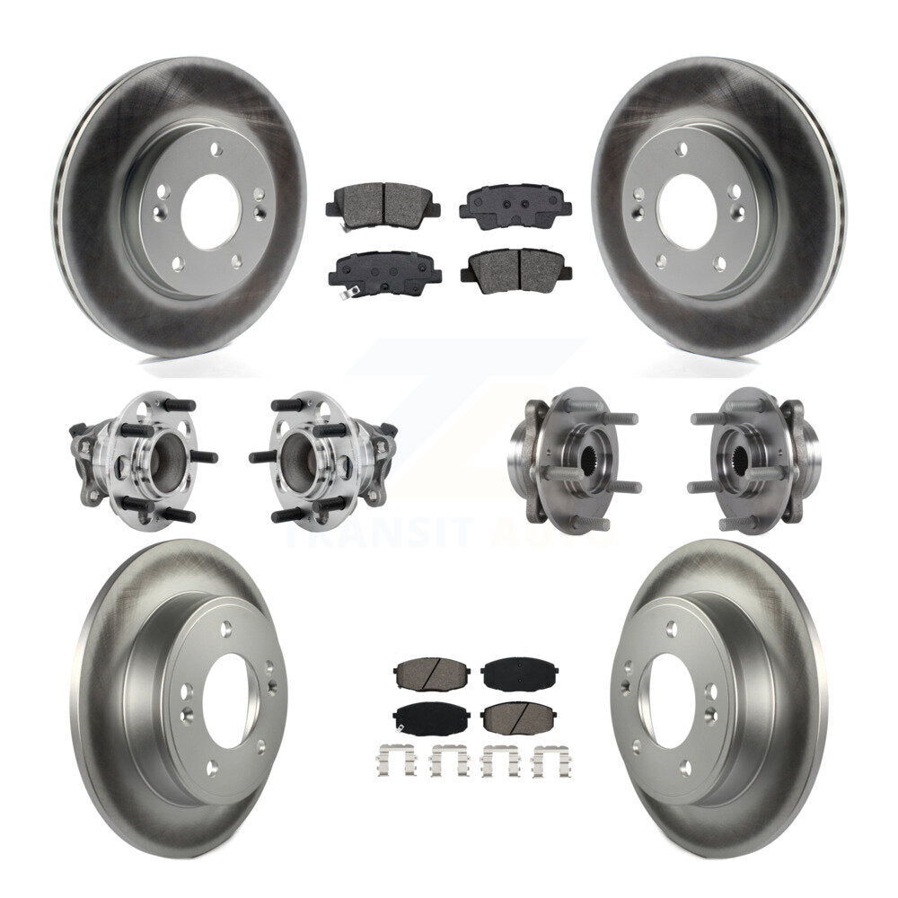 Hub Bearing Coat Brake Rotor Pads Front Rear Kit (10Pc) For Kia Forte Hyundai GT