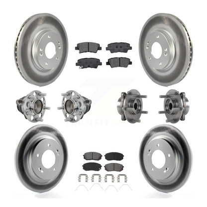 Hub Bearing Coated Brake Rotor Pads Front Rear Kit (10Pc) For Hyundai Elantra GT