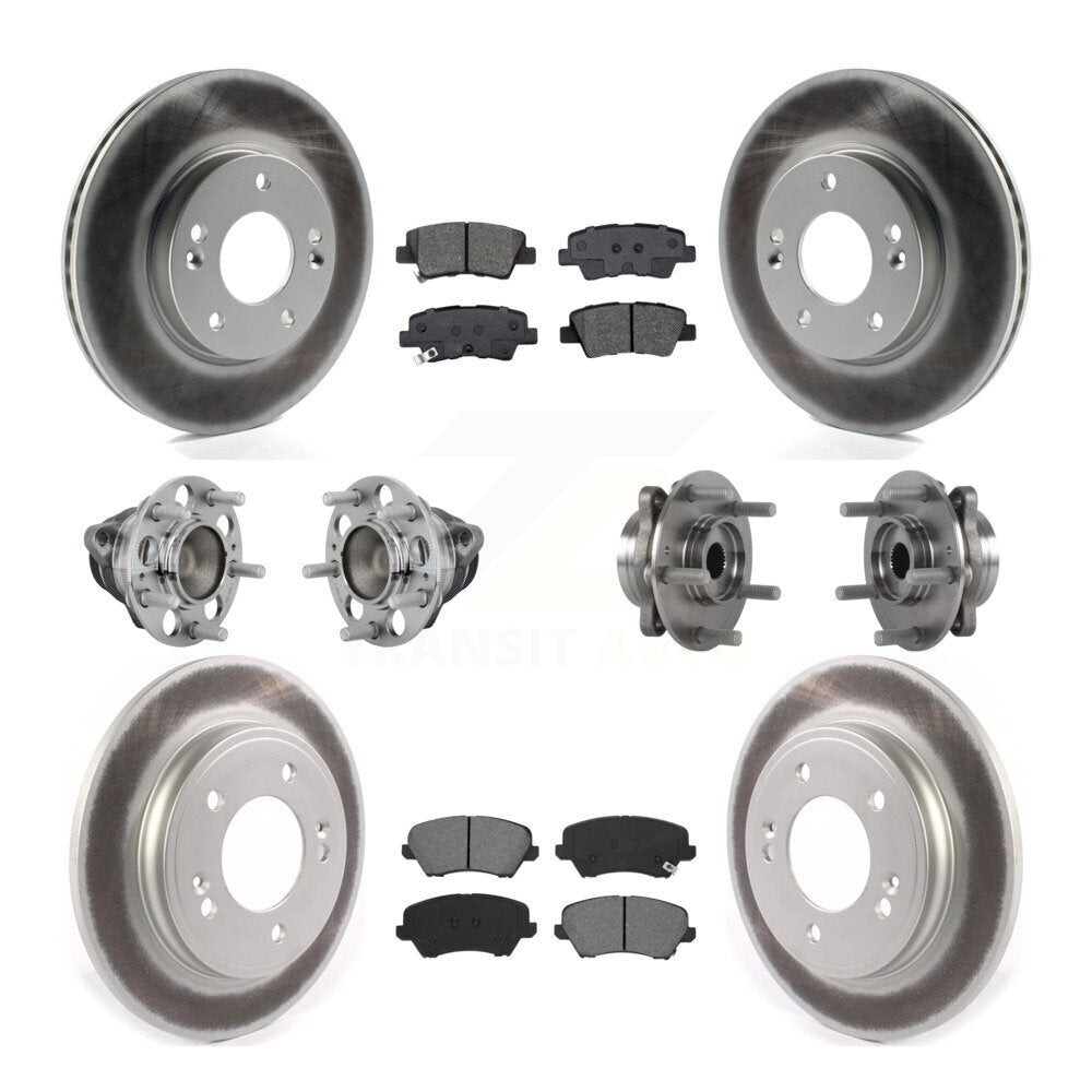 Hub Bearing Coated Brake Rotor & Pads Front Rear Kit (10Pc) For Hyundai Veloster
