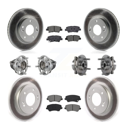 Hub Bearing Coated Brake Rotor & Pads Front Rear Kit (10Pc) For Hyundai Veloster