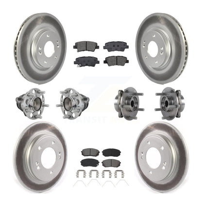 Hub Bearing Coated Brake Rotor & Pad Front Rear Kit (10Pc) For Kia Forte Hyundai
