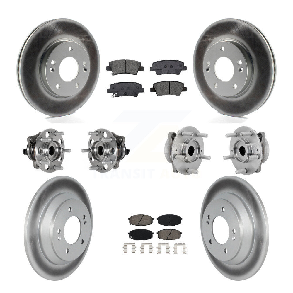 Hub Bearing Coated Disc Brake Rotor & Pad Front Rear Kit (10Pc) For Hyundai Kona