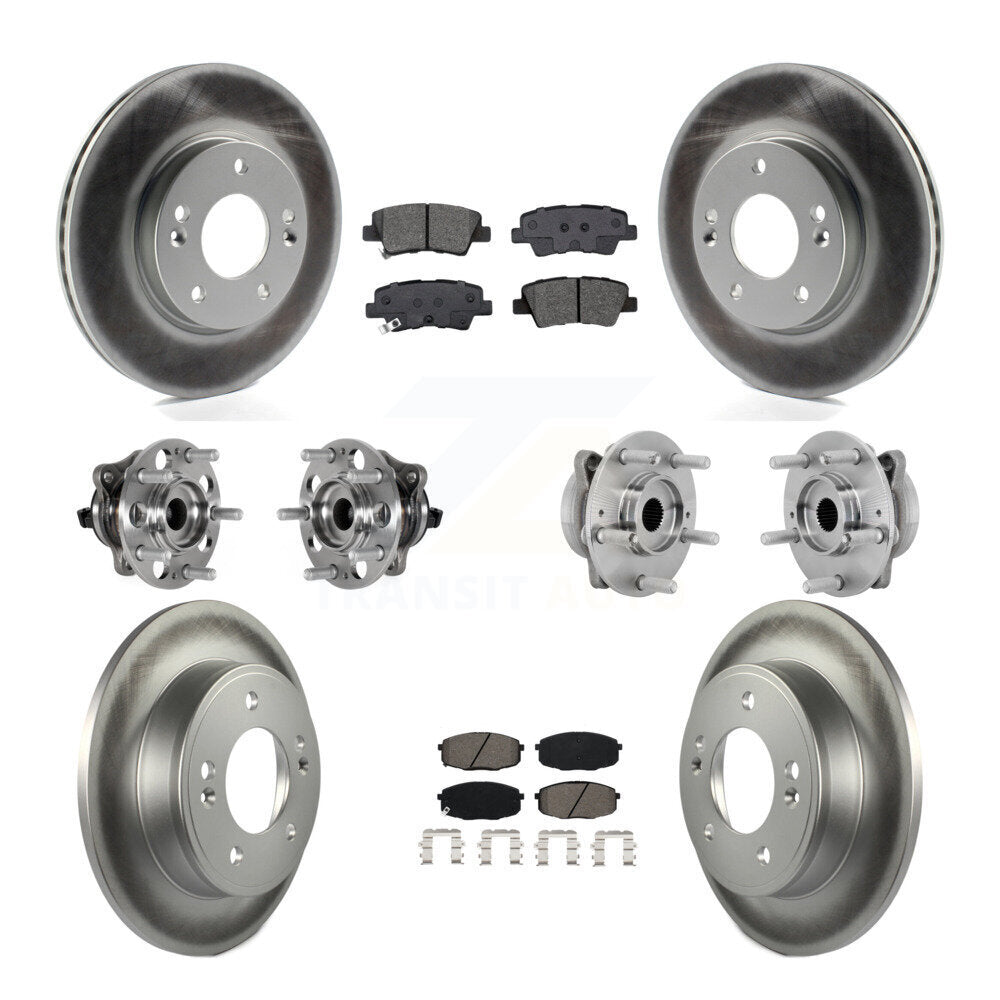 Hub Bearing Coated Disc Brake Rotor & Pad Front Rear Kit (10Pc) For Hyundai Kona