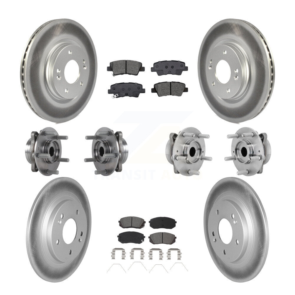 Hub Bearing Coat Brake Rotor Pad Front Rear Kit (10Pc) For 2022 Hyundai Kona AWD