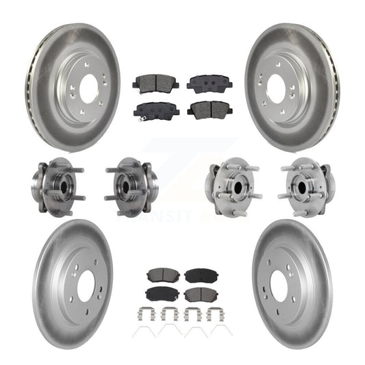 Hub Bearing Coat Brake Rotor Pad Front Rear Kit (10Pc) For 2022 Hyundai Kona AWD