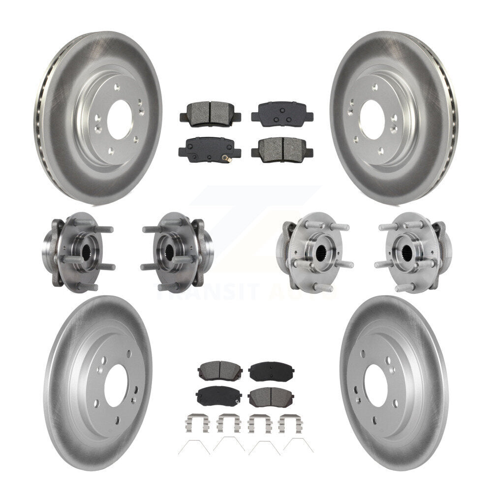 Hub Bearing Coated Disc Brake Rotor And Pad Front Rear Kit (10Pc) For Kia Seltos