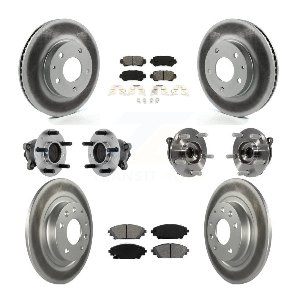 Hub Bearing Coat Brake Rotor Pads Front Rear Kit (10Pc) For 16-18 Mazda CX-3 FWD