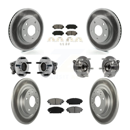 Hub Bearing Coat Brake Rotor Pads Front Rear Kit (10Pc) For 16-18 Mazda CX-3 FWD