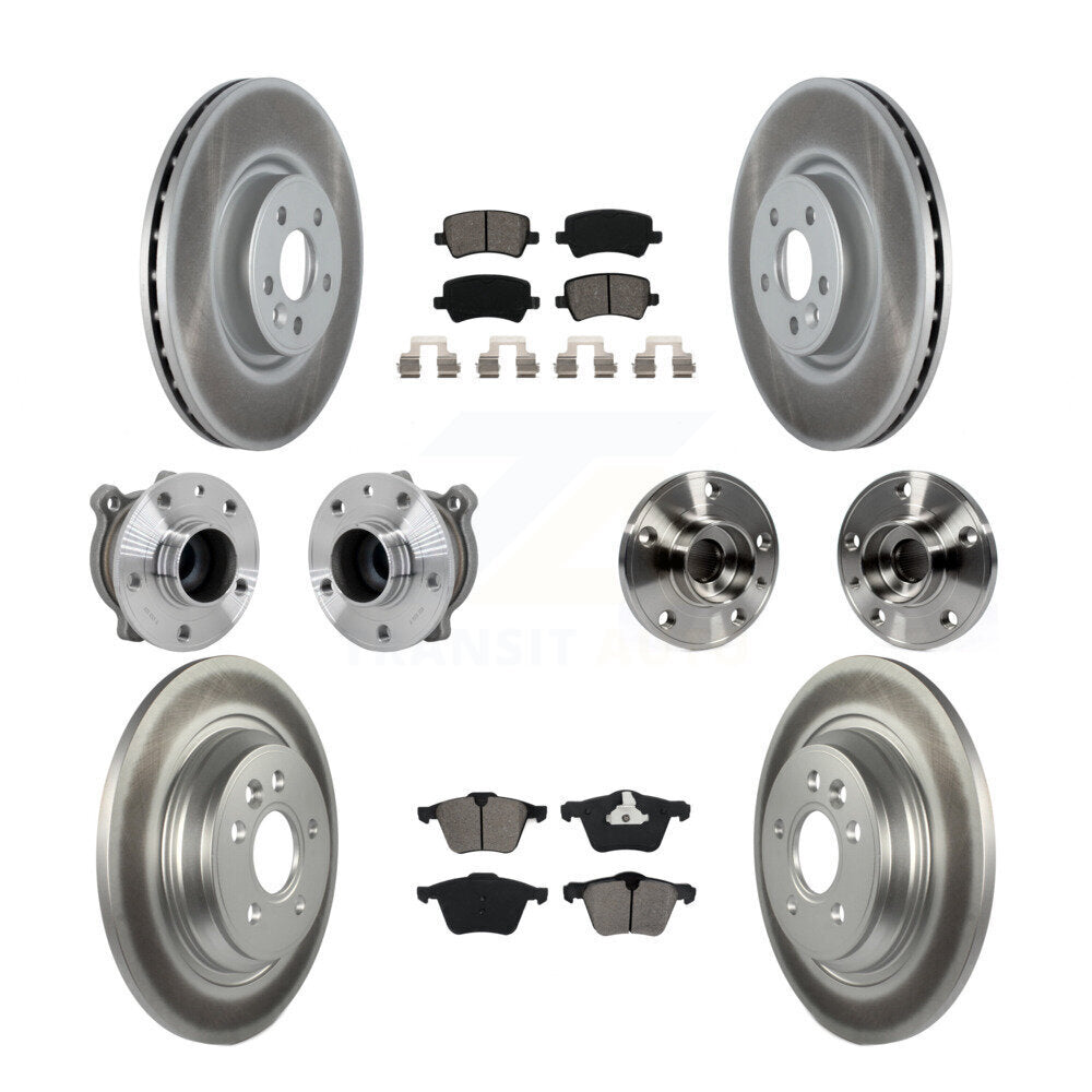 Hub Bearing Coated Disc Brake Rotor Pads Front Rear Kit (10Pc) For Volvo S60 V70
