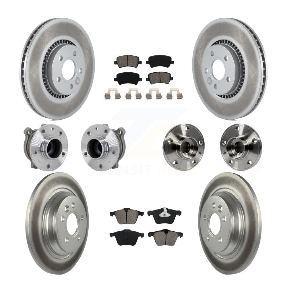 Hub Bearing Coated Disc Brake Rotor Pads Front Rear Kit (10Pc) For Volvo S60 V70